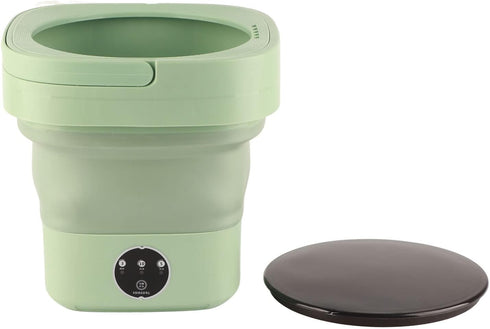 Foldable Portable Washing Machine, Mini Washer 6.5L Large Capacity, Soft Spin Drying, Green, for Home, Camping,