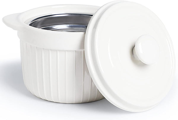 ONTUBE Ceramic Bacon Grease Container Keeper with Strainer, Frying Oil Storage Can
