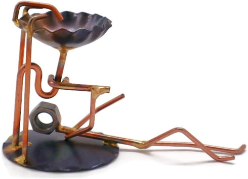 Handmade Metal Figurine Plumber, Unique Desk Accessories and Office Decor, Recycled Metal Sculptures Made in The USA