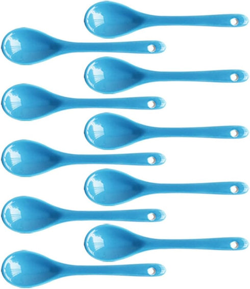 Albedel Light Blue 10 pcs Porcelain Egg Spoons Ceramic Spoons 4.7 inch Coffee