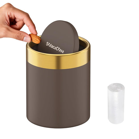 Countertop Trash Can with Lid for Desk Top,0.4 Gallon Stainless Steel Mini