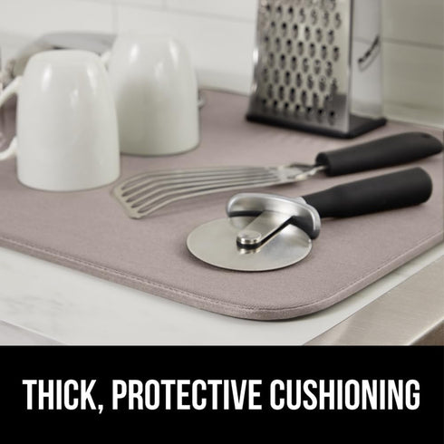 Gorilla Grip Ultra Microfiber Dish Drying Mat, 18x24, Quick Dry Thick Mesh, Slip Resistant Pad, Almond