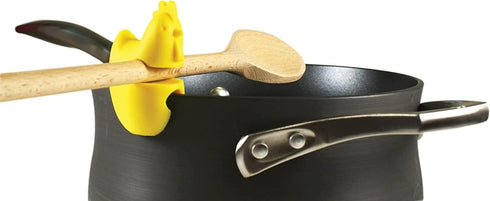 Fox Run Silicone Pot Clip Spoon Rest, Chicken, 2.5", Yellow