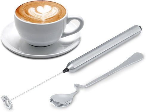 Mini Stirrer Electric Milk Frother Wand, Stainless Steel Handheld Battery Operated Coffee Spoon for Kitchen