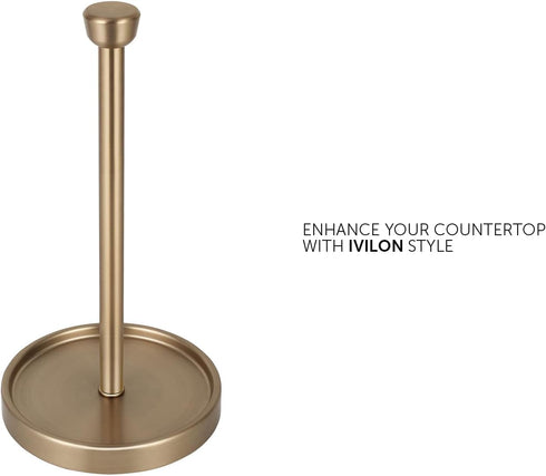 Countertop Ivilon Paper Towel Holder - Modern Tapered End Cap Design - Color Warm Gold
