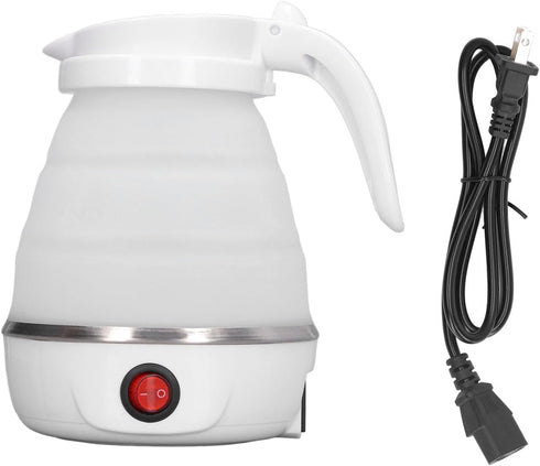 Folding Electric Kettle, US Plug 110V 400W Collapsible Hot Water Kettle with Detachable Power Cord, White