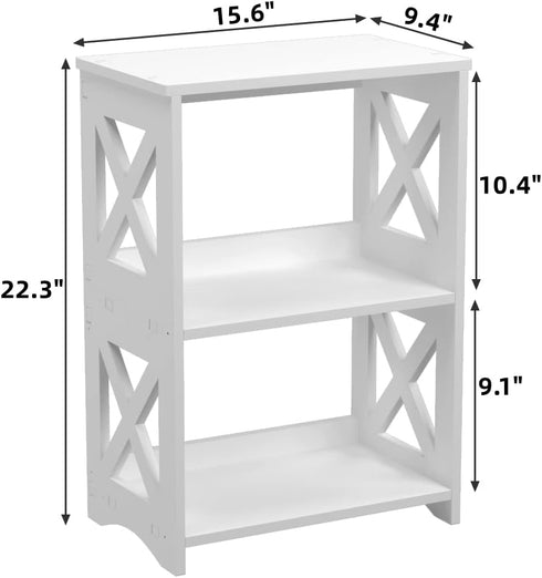 pikpuk Side Table, Narrow End Table with Storage Shelf, Minimalist Bedside Tables Nightstand, Small Bookshelf Bookcase