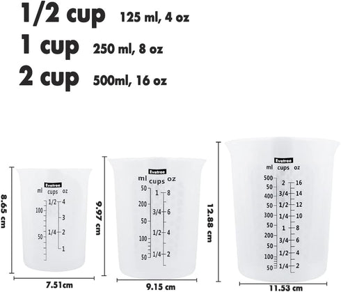 Silicone Measuring Cup for Cooking, Flexible Melting Measure Cup for Butter, Chocolate, Water