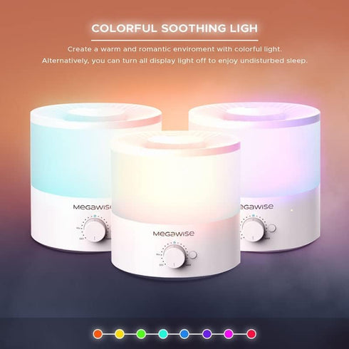 MEGAWISE Cool Mist Humidifiers for Bedroom and Office - 0.5 Gal Essential Oil Diffuser, Quiet Ultrasonic