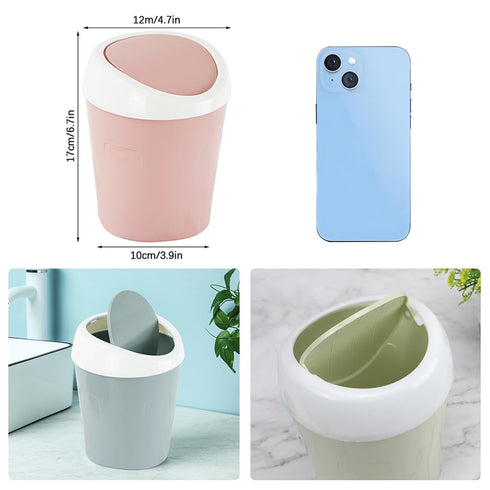 SITAKE 2 120 Pcs Plastic Mini Wastebasket Trash Can with Trash Bags, Tiny Desktop Waste Garbage Bin with Swing Lid