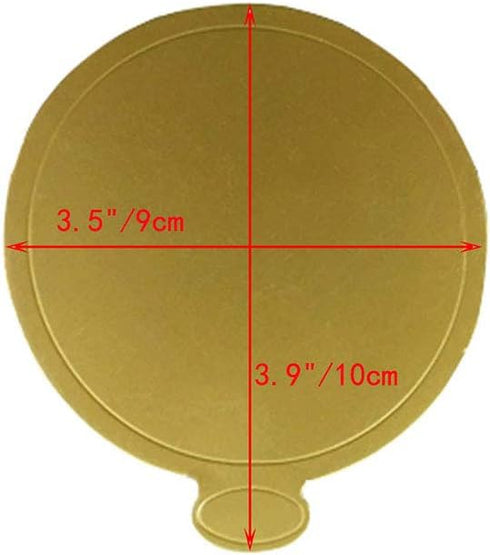 100-Pack Gold Mini Cake Base Boards, Mousse Cake Cardboard Set, Ideal for Dessert Buffet, Wedding, Parties, Catering