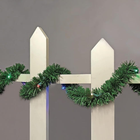 Battery Operated 35 Lt 18 ft Little Lite LED Lighted Pine Garland, Multi by Brite Star