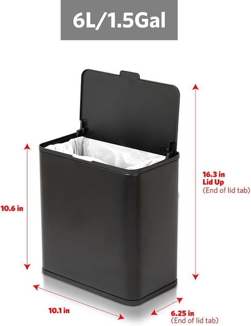 Counter 1.5 (6L) Glad Roomate Under Trash Can - Space Saving Stainless Steel Waste Bin with Dual Lid and Clorox