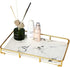Makeup Organizer Vanity Tray, Stainless Steel Shelf for Bathroom Skincare Display Rack, Marble Print Ceramic Trays