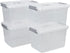 4-Pack Clear Plastic Storage Latch Box with Lids, 10 L