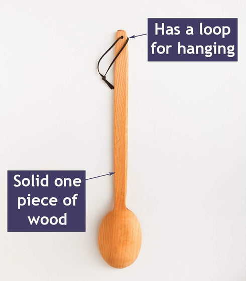 Heavy Duty Large Wooden Spoon, 18-inch Long Handle Cooking Tool for Stirring, Mixing, Nonstick