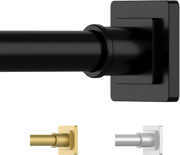 Tension Shower Curtain Rod, 31-68 Inches, Non-Slip Adjustable Tension Mounted Black Shower Rod for Windows Bathroom