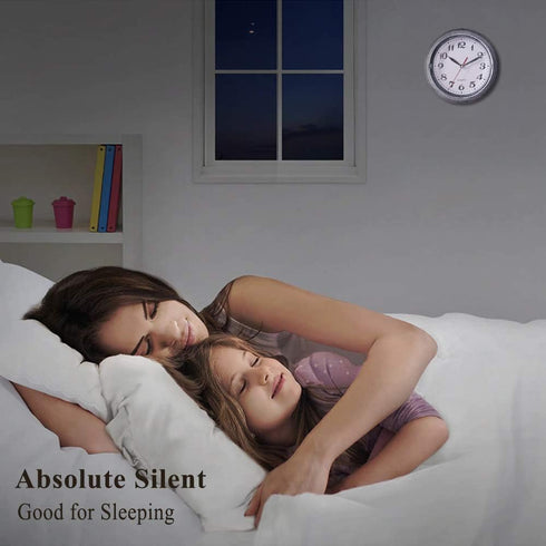 SAC SMARTEN ARTS 8 Inch Silent Quartz Wall Clock - Battery Operated in Silver