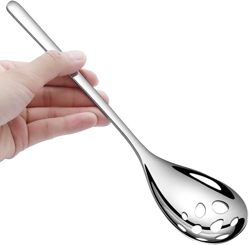6-Piece Serving Spoons Set,Stainless Steel Serving Tablespoons,Serving Spoons x 3, Slotted Spoons x 3,9.4 Inches Large Serving Spoon for Buffet Parties Flatware Serving Sets