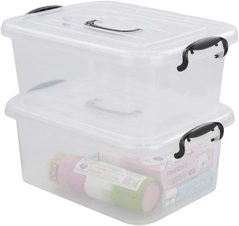 8 Quart Clear Storage Bin with Handle, 2 Packs for Organizing