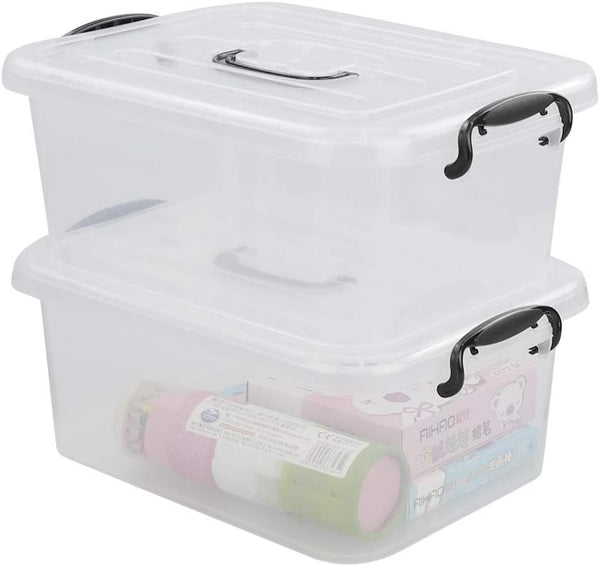 8 Quart Clear Storage Bin with Handle, 2 Packs for Organizing