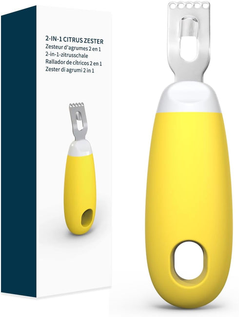 KITCHENDAO Citrus Lemon Peeler Zester Tool - Ultra Sharp Lemon Rind Twist Peeler Tool, Yellow