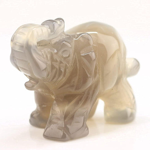 Carved Healing Crystals Gemstones Elephant Statue Figurine Collectible Decor, 1.5 inches (Mix 6pcs)