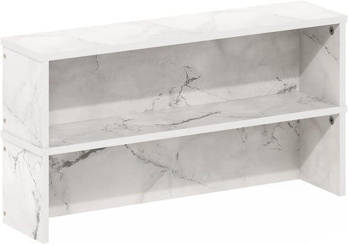 Furinno Helena Kitchen Counter Stackable Organizer Shelf, Set of 2, 23-Inch Marble White