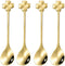 10 pcs Gold Four-Leaf Clover Stainless Steel Spoon Set, Unique Design for Coffee, Tea, Desserts, 4.7 inch