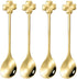 10 pcs Gold Four-Leaf Clover Stainless Steel Spoon Set, Unique Design for Coffee, Tea, Desserts, 4.7 inch