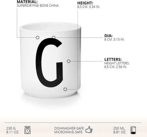 Design Letters Monogram Coffee Cups (A-Z), Initial Mug, 9 oz, Dishwasher & Microwave Safe