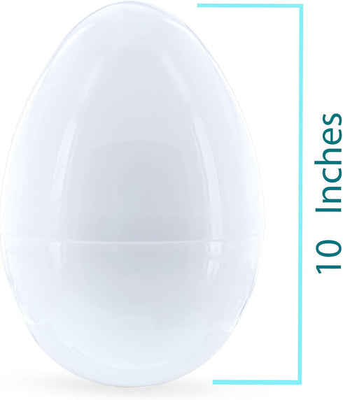 Set 2 10 Inches of White Giant Fillable Plastic Easter Eggs Jumbo Large Size