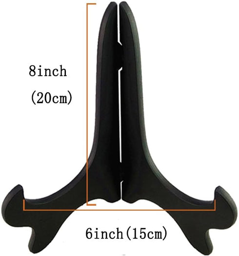Artliving Black 8" Wood-Like Plastic Easels, Plate Display Stands, Picture Frame Stand Holder - Set of 4