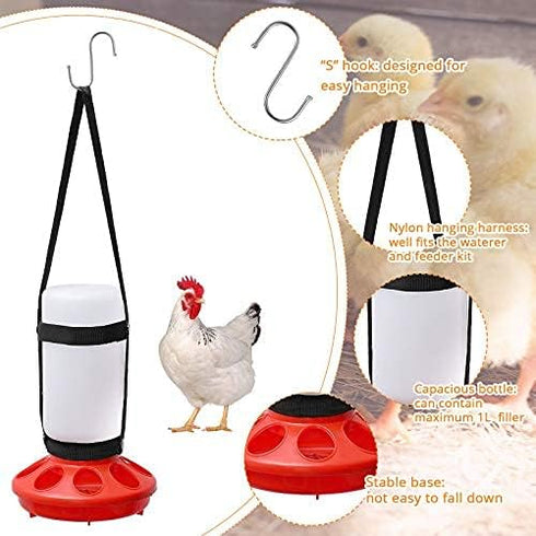 2 Packs 1L 1L Chick Feeder and Waterer Kit Chick Feeder and Chick Waterer Chicken Feeder and Hanging Chicken Waterer