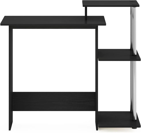 Furinno Efficient Home Laptop Desk with Square Shelves, Side, Americano/Chrome for Computer Use