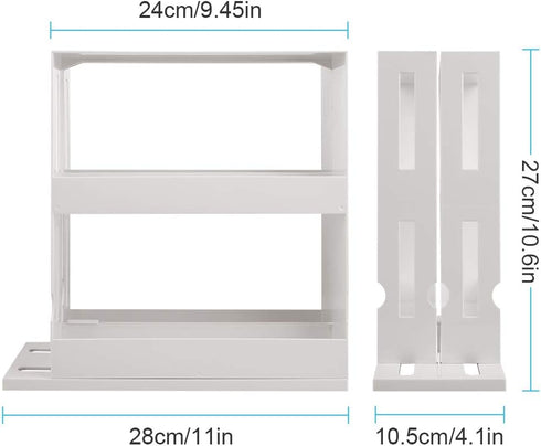 INFILM 2 Tier Spice Rack, Multifunctional Rotating Cupboard Organizer, Swivel Storage Shelf
