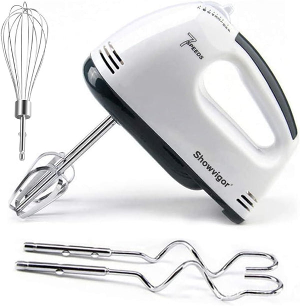 Handmixer Electric Handheld - 7 Speed Portable Kitchen Mixer with 5 Stainless Steel Accessories for Whipping Mixing
