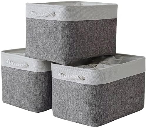 TheWarmHome Storage Baskets for Organizing, 3 Pack Jumbo Foldable Storage Bins for Shelves, Fabric Box for Closet -
