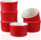 Ramekins 4oz, Set of 6 Red Porcelain Souffle Dishes, Oven Safe Baking Bowls for Pudding & Dipping