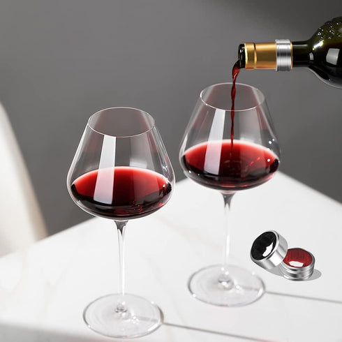 Stainless Steel Wine Bottle Collars, Durable Drip Rings, Simple Wine Drop Stopper with Felt (Red Waved)