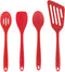 Red Silicone Kitchen Cooking Utensil Sets, Nonstick Heat Resistant Cooking Tools for Cookware