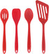 Red Silicone Kitchen Cooking Utensil Sets, Nonstick Heat Resistant Cooking Tools for Cookware