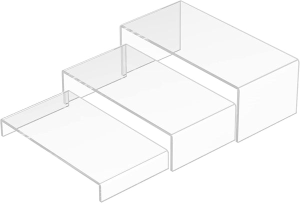 Sezanrpt Acrylic Risers Display Stands 3pcs, Rectangular Dessert Table Display Set, Clear
