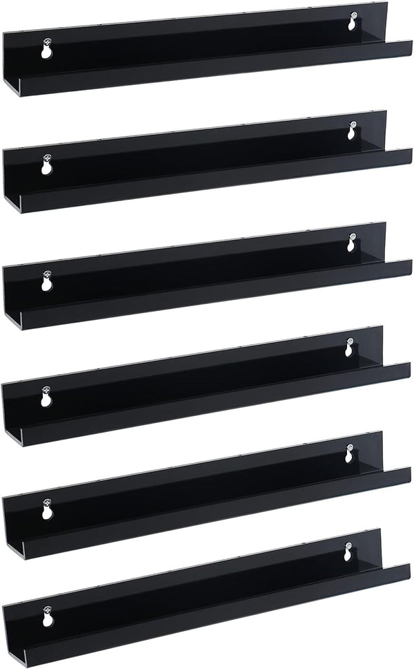 Sooyee 6 Pack Book Shelves,15 Inch Floating Shelf Display Shelf,Acrylic Shelves for
