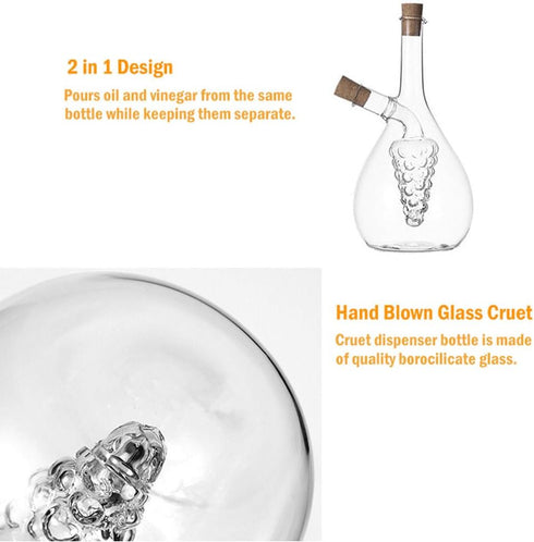 2 1 Oil and Vinegar Dispenser, in Glass Olive Oil and Vinegar Cruet Dispenser Bottle, Kitchen Olive Soy Sauce Dispenser
