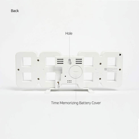 mooas 3D Pure Mini White LED Clock Multi-Function LED Clock Calendar Alarm Temperature 8.5"