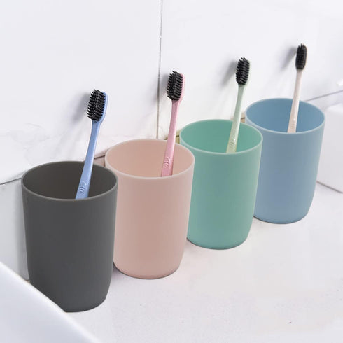 Topsky 4-Pack Bathroom Tumbler, Plastic Toothbrush Cup, Reusable Drinkware for Mouthwash