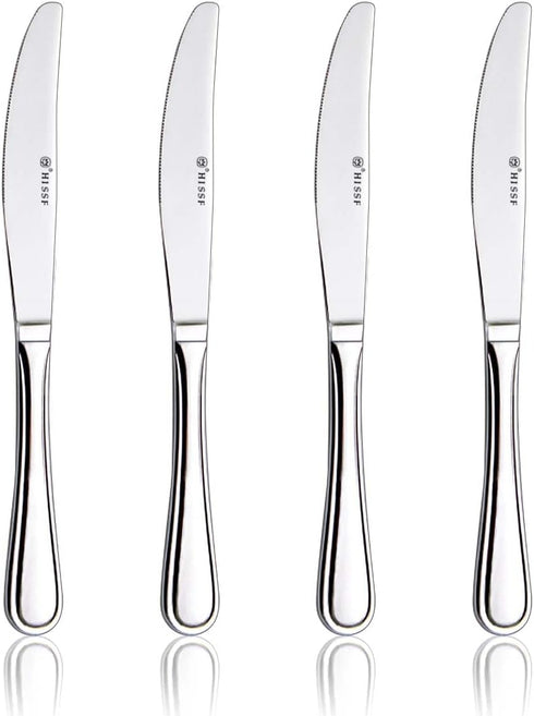 Dinner Knife Set, 4 Pieces Stainless Steel Butter Knives, Silver