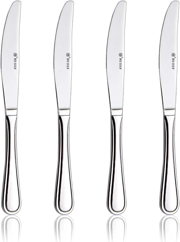 Dinner Knife Set, 4 Pieces Stainless Steel Butter Knives, Silver