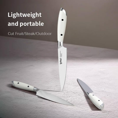 5 inch Paring Knife, German 1.4116 Stainless Steel Peeling Knife, Fruit Vegetable Knife with White ABS Handle, Razor Sharp Small Kitchen Knife with Gift Box by IGNITED CUTLERY